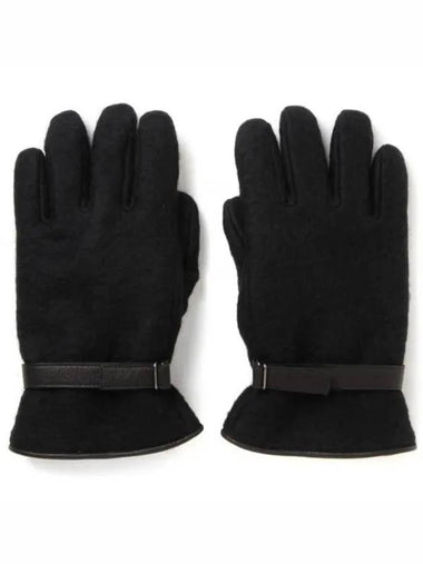 BRUSHED ALPACA WOOL MELTON GLOVES BLACK A23AG08AS M - AURALEE - BALAAN 1