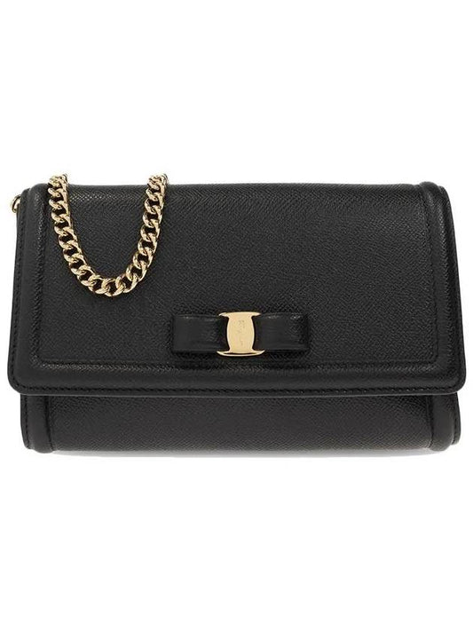 Salvatore Vara Bow Mini Shoulder Bag Black - SALVATORE FERRAGAMO - BALAAN.