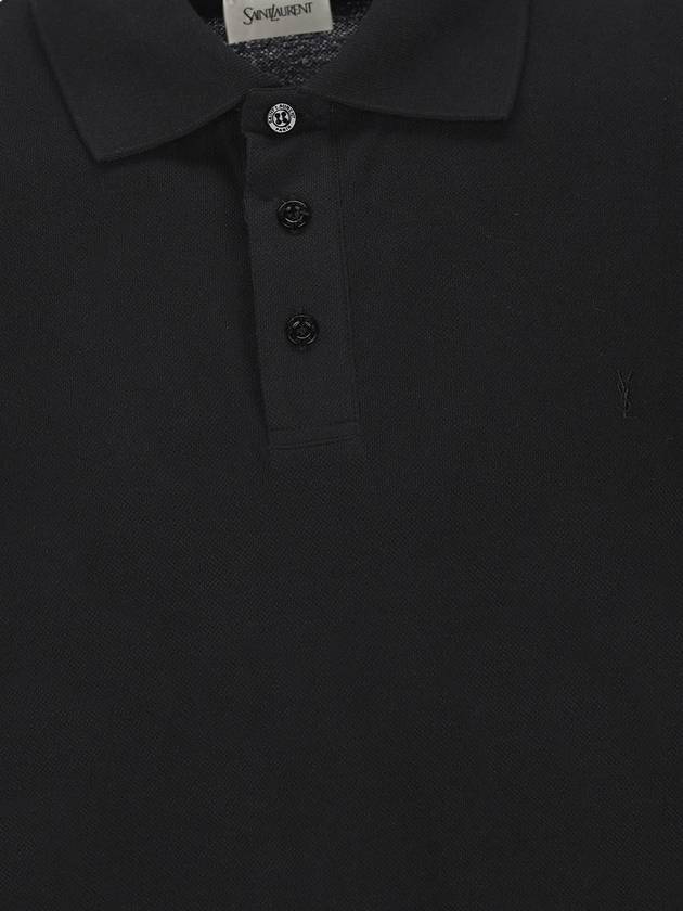 Cassandre Polo Shirt Black - SAINT LAURENT - BALAAN 4