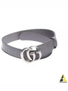 GG Marmont Emboss Leather Belt Grey - GUCCI - BALAAN 2