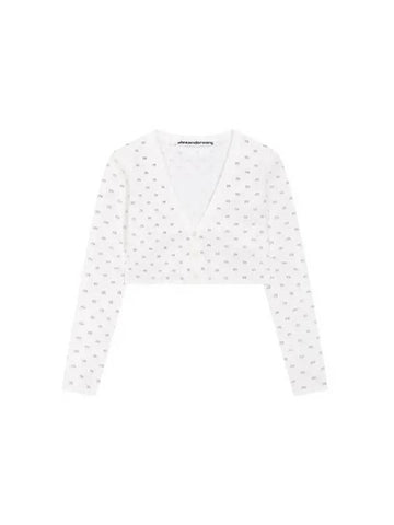 Crystal logo crop cardigan white 270558 - ALEXANDER WANG - BALAAN 1