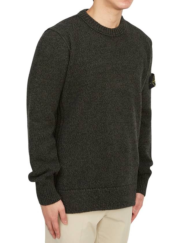 Loose Fit Crew Neck Wool Knit Top Black - STONE ISLAND - BALAAN 4