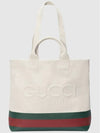 Embossed Detail Fabric Canvas Tote Bag White - GUCCI - BALAAN 4