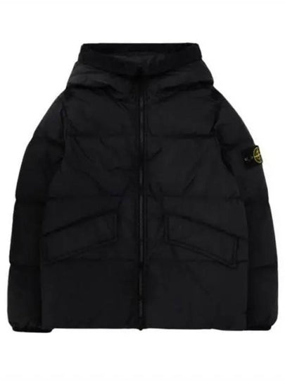 Kids Garment Dyed Crinkle Reps Recycled Nylon Down Padding Black - STONE ISLAND - BALAAN 2