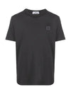 Logo Patch Chest Short Sleeve T-Shirt Charcoal - STONE ISLAND - BALAAN 2