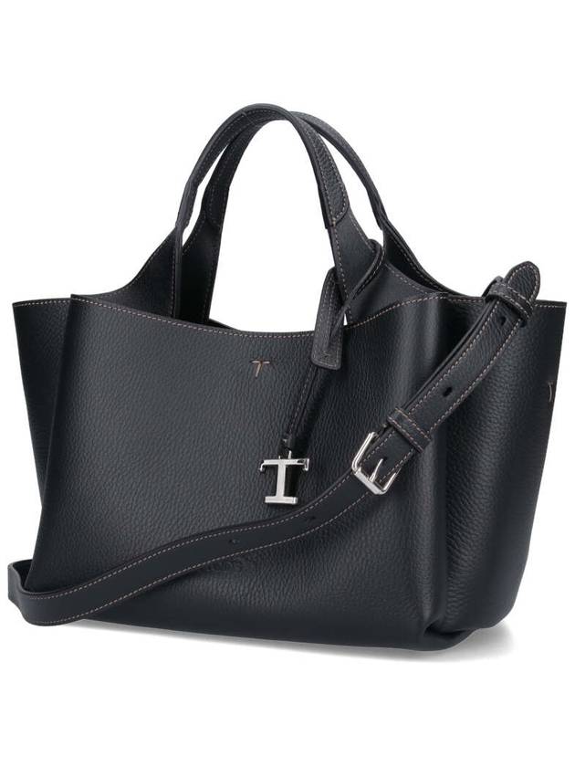 T Timeless Leather Small Tote Bag Black - TOD'S - BALAAN 3