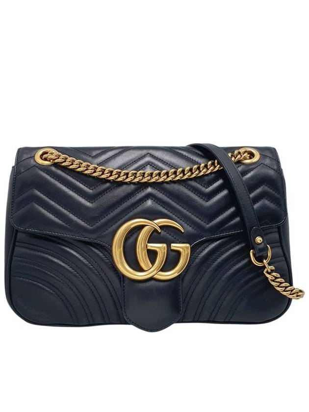 443496 Black Matelasse Medium Chevron Marmont Chain Flap Shoulder Bag - GUCCI - BALAAN 1