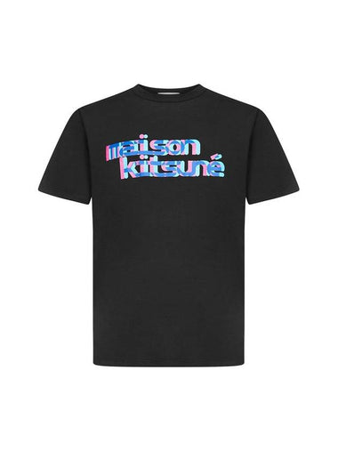 Neon Typo Classic Cotton Short Sleeve T-Shirt Black - MAISON KITSUNE - BALAAN 1