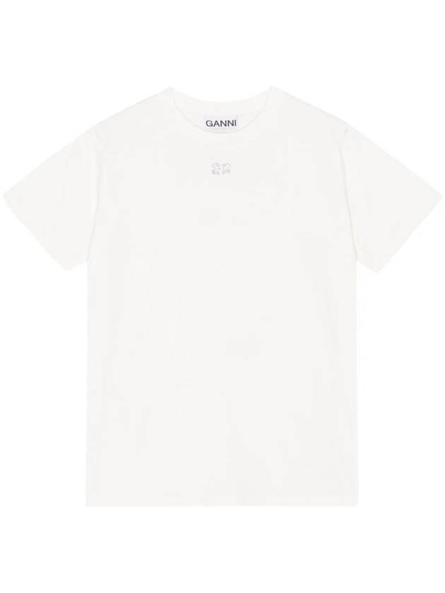 Logo Cotton Short Sleeve T-Shirt White - GANNI - BALAAN 1