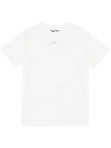 Logo Cotton Short Sleeve T-Shirt White - GANNI - BALAAN 1