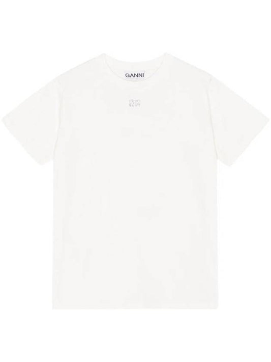 Logo Cotton Short Sleeve T-Shirt White - GANNI - BALAAN 1