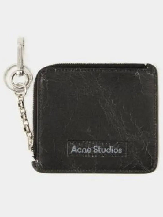 Logo Patch Chain Zipper Card Wallet Black - ACNE STUDIOS - BALAAN 2