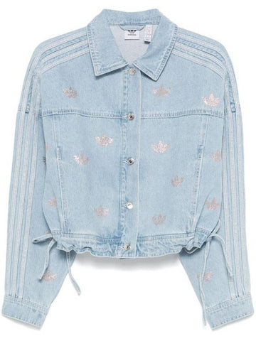 Rhinestone Trefoil Denim Jacket Light Blue - ADIDAS - BALAAN 1