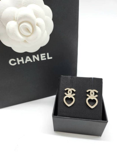 CC Logo Heart Crystal Earrings Gold - CHANEL - BALAAN 2