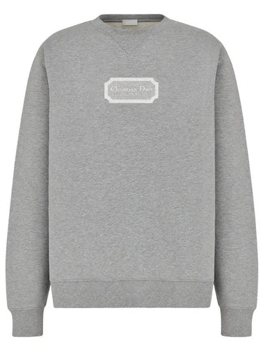 Contrast Couture Embroidery Sweatshirt Grey - DIOR - BALAAN 1