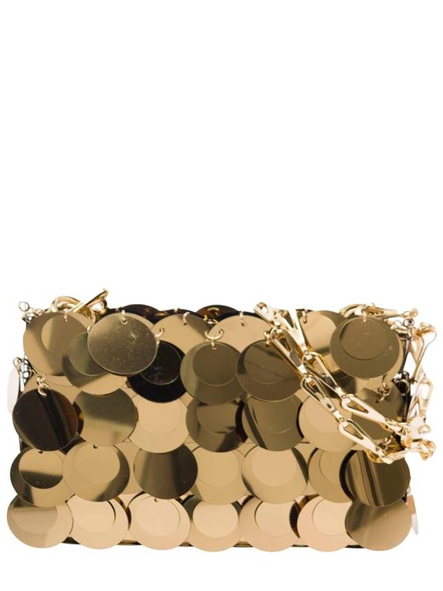 'Sparkle Nano' Gold Tone Shoulder Bag With Macro Sequins In Metal Woman - PACO RABANNE - BALAAN 1