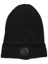 Lens Wappen Extra Fine Merino Wool Beanie Black - CP COMPANY - BALAAN 5