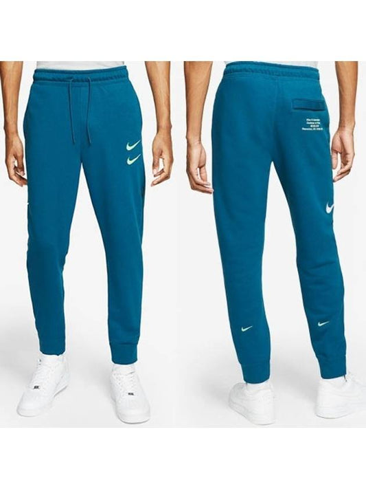 Double Swoosh Fleece Track Pants Blue - NIKE - BALAAN 2