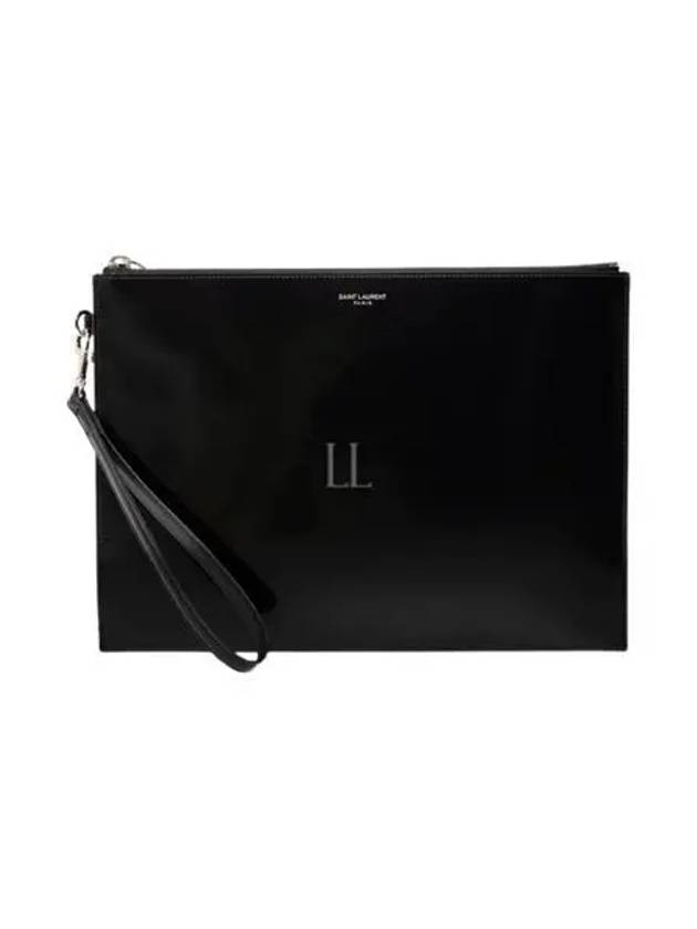 Patent Leather Clutch Bag Black - SAINT LAURENT - BALAAN 2