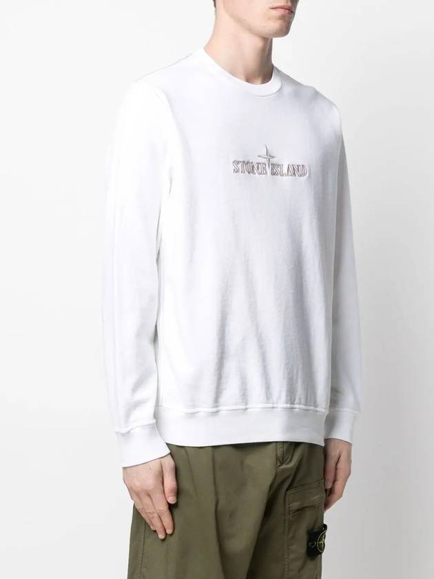 Logo Print Crew Neck Cotton Sweatshirt White - STONE ISLAND - BALAAN 4