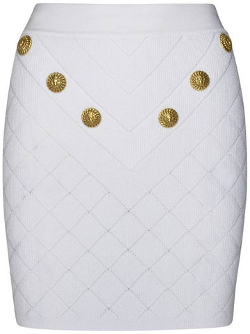 Balmain Mini Skirt In White Viscose Blend - BALMAIN - BALAAN 1