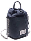 5AC Number Logo Texture Leather Bucket Bag Blue - MAISON MARGIELA - BALAAN.