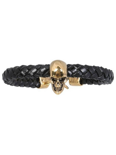 Men's Gold Skull Bracelet Black - ALEXANDER MCQUEEN - BALAAN 1