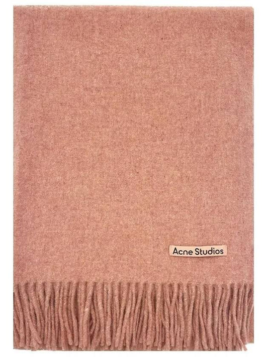 Logo Wool Fringe Scarf Rose Melange - ACNE STUDIOS - BALAAN 2