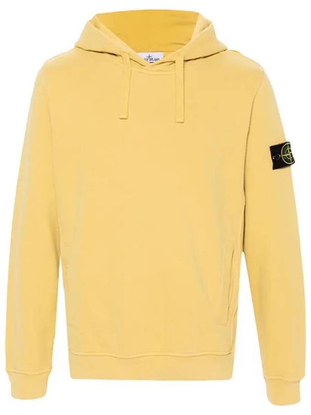 Wappen Patch Brushed Cotton Fleece Hoodie Yellow - STONE ISLAND - BALAAN 3