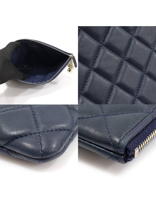 A82415 Navy Lambskin Gold Classic Charm Decoration New Medium Clutch 22nd - CHANEL - BALAAN 6