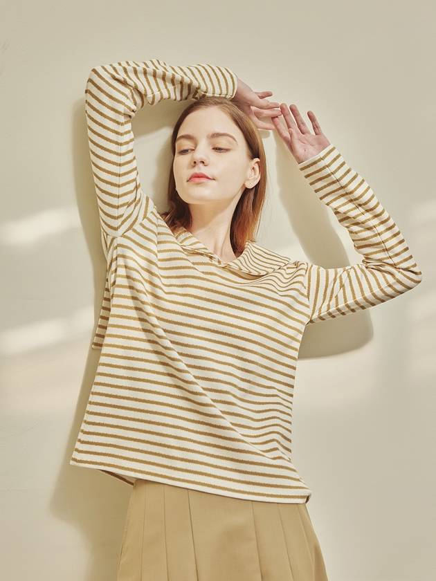 marine striped sailor collar t-shirt beige - ARIFF - BALAAN 4