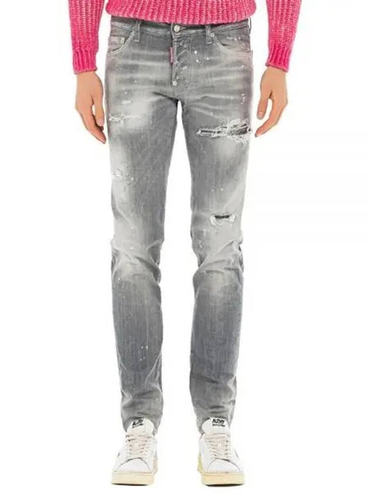 Men's Logo Patch Skinny Jeans Grey - DSQUARED2 - BALAAN 2