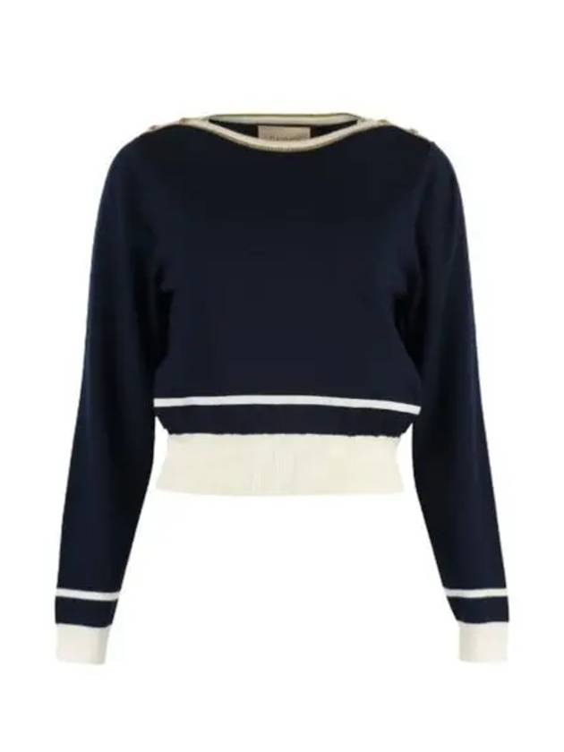 Boat Neck Knit Top Navy - GUCCI - BALAAN 2