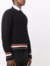 Men's Donegal Filey Stitch Striped Knit Top Black - THOM BROWNE - BALAAN 4