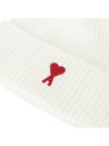 Logo Patch Merano Wool Beanie Off White - AMI - BALAAN 5