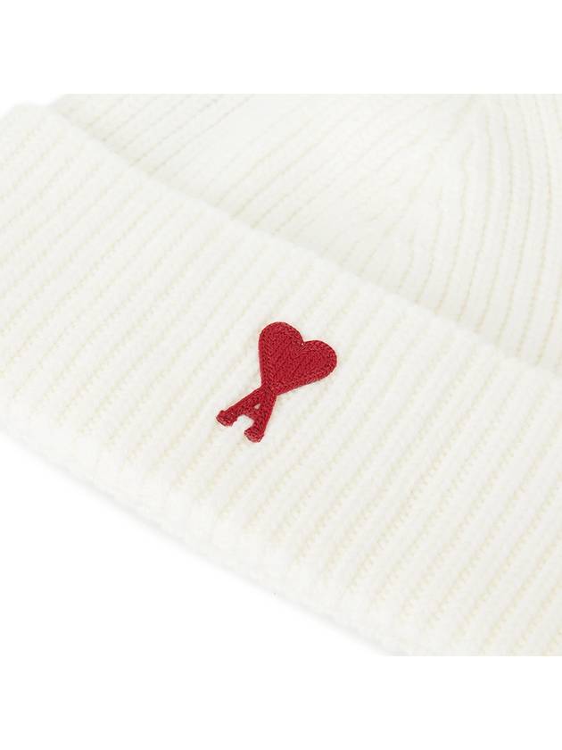 Logo Patch Merano Wool Beanie Off White - AMI - BALAAN 5