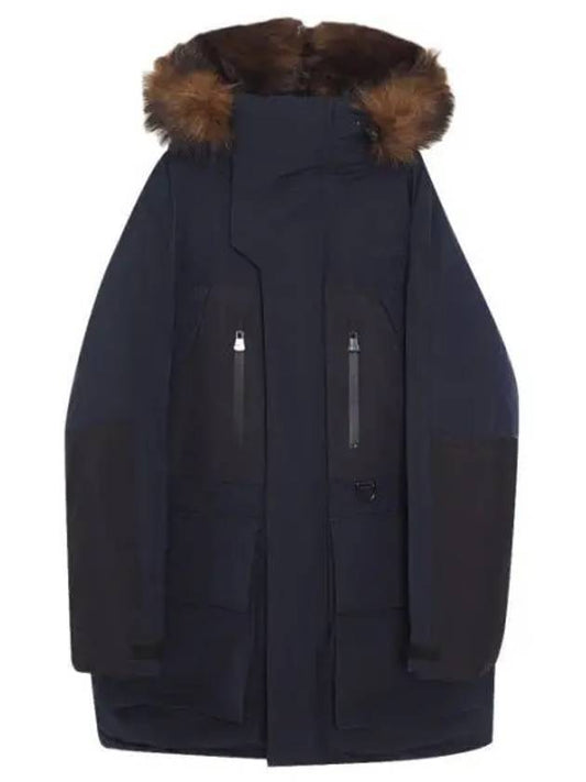 Faux Fur-Trimmed Oversized Parka Navy - BURBERRY - BALAAN 1