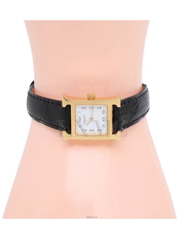 H OUR Watch Heure Small Black Gold Plated - HERMES - BALAAN 6