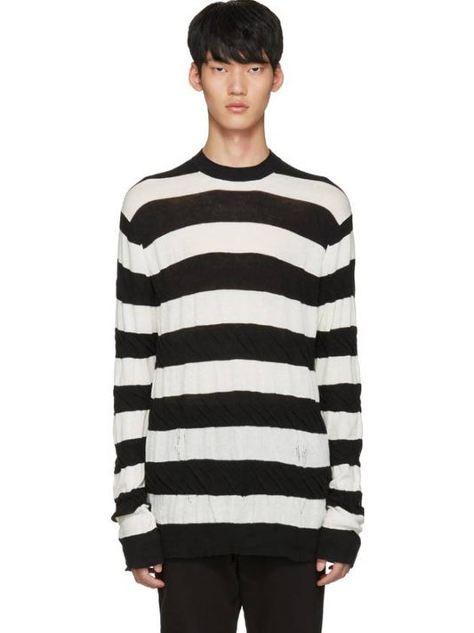 Junya Watanabe COMME DES CARCON Black & White Distressed Pullover - COMME DES GARCONS - BALAAN 1