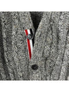 Donegal Twist Cable 4 Bar Classic V Neck Cardigan Light Grey - THOM BROWNE - BALAAN 5