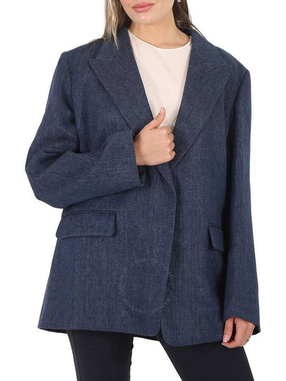 single-breasted linen blazer jacket Deep Ocean - CHLOE - BALAAN 2