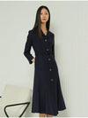 Women's Claudia Tweed Mermaid Long Dress Navy - AME - BALAAN 4