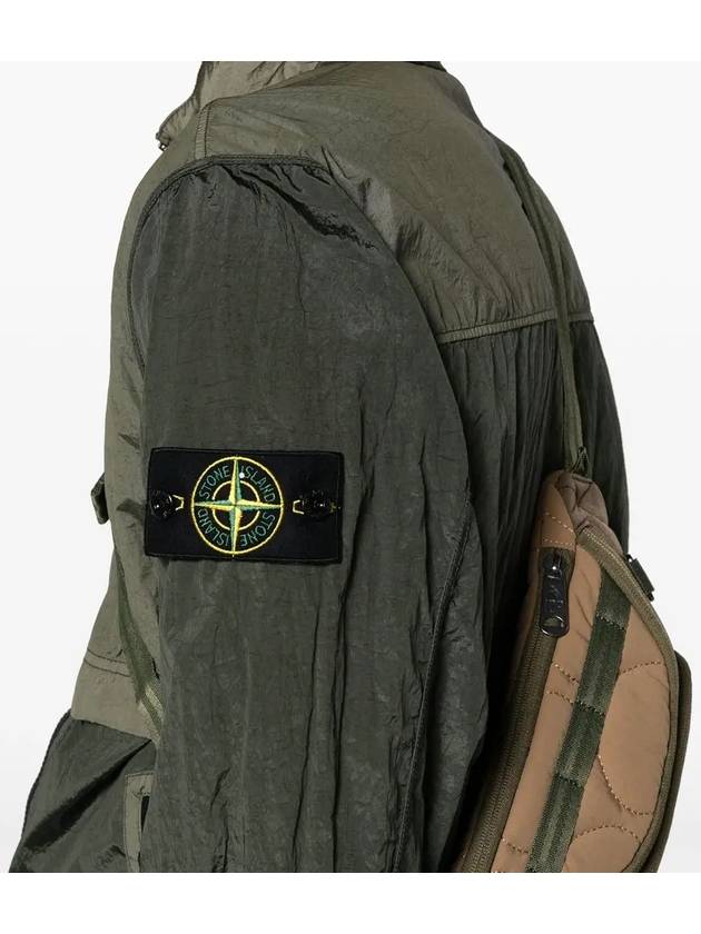 Logo Patch Recycled Nylon Track Jacket Musk Green - STONE ISLAND - BALAAN 6