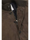 Men s Goose Down Padded Suede Jacket Dark Olive - VALSTAR - BALAAN 7