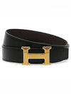 H Buckle Striee Reversible 32mm Leather Belt Noir Chocolate - HERMES - BALAAN 2