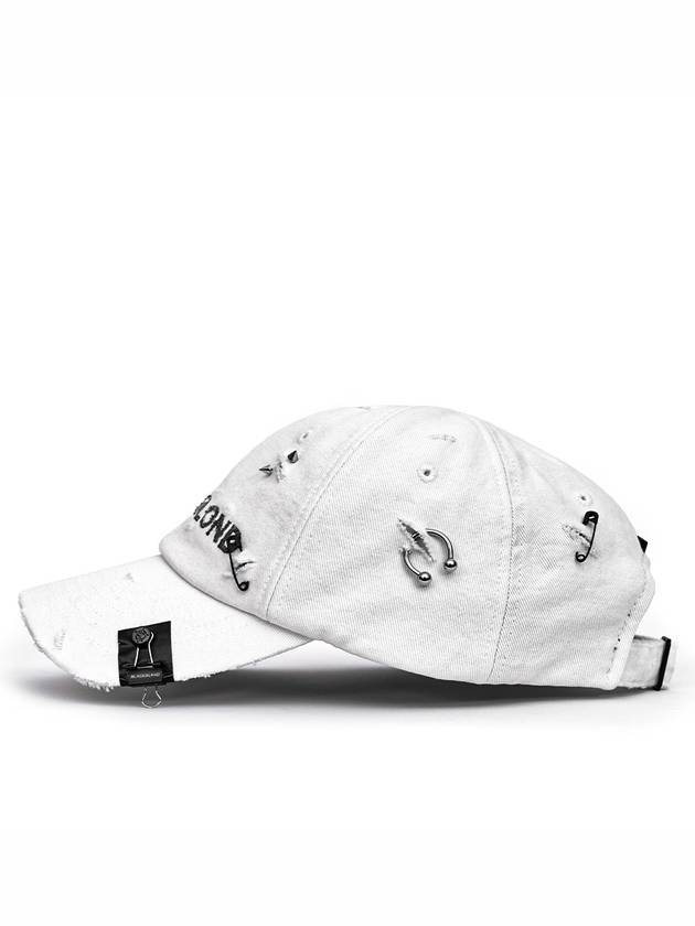 BBD Ripped Piercing Custom Denim Cap White - BLACKBLOND - BALAAN 3