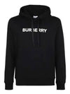 Logo Print Cotton Hoodie Black - BURBERRY - BALAAN 2