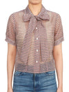 Women's Check Pattern Bow Blouse - THOM BROWNE - BALAAN 4