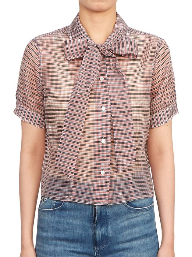 Check Pattern Pussy Bow Blouse FLL171AF0523 - THOM BROWNE - BALAAN 4