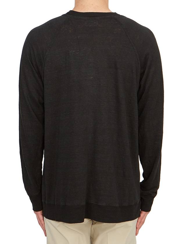 Kieffer Logo Print Linen Long Sleeve T-Shirt Black - ISABEL MARANT - BALAAN 4